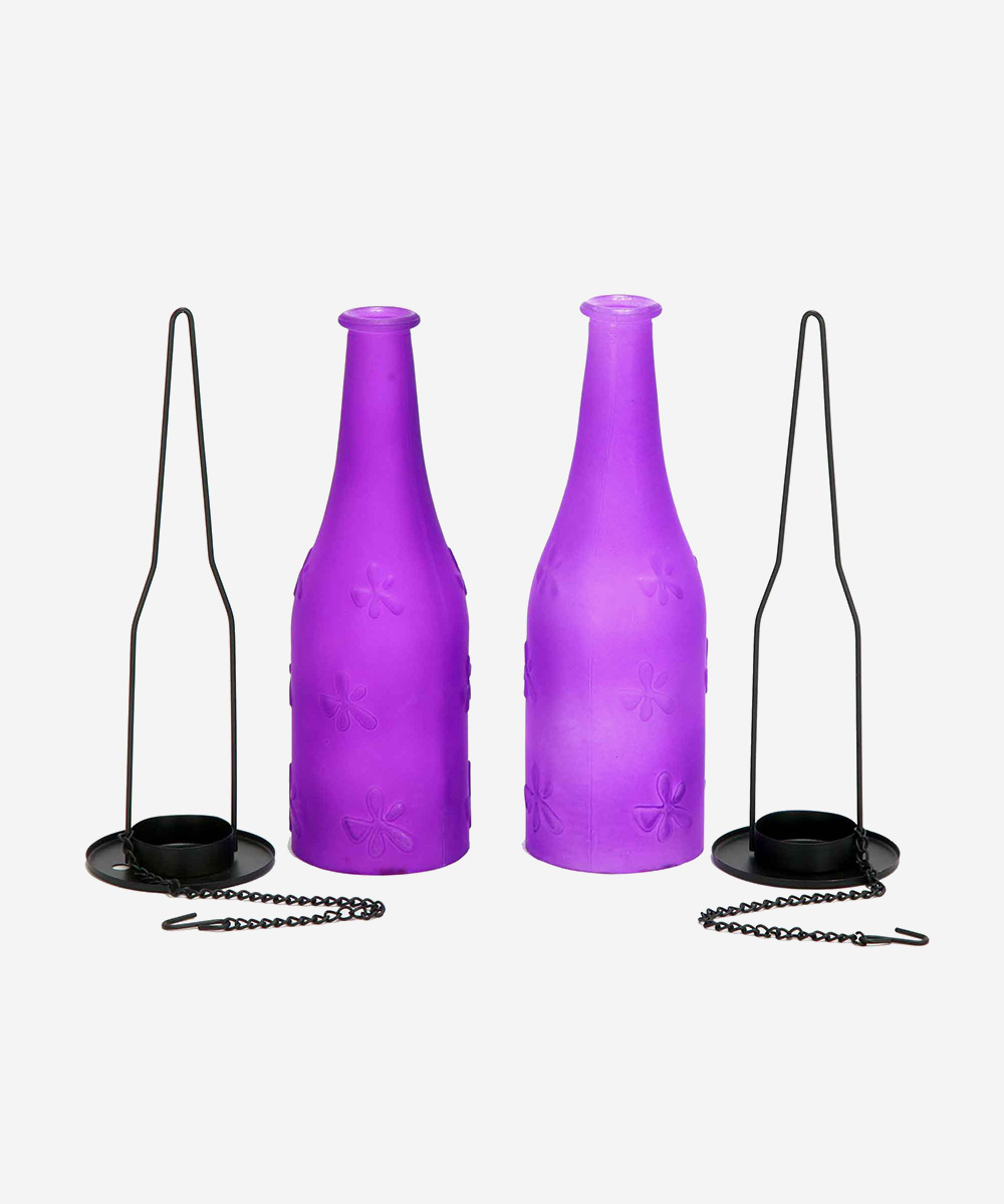Hanging Bottle Lanterns (Set of 2)- Purple