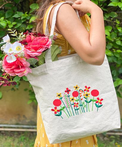 Floral tote - beige 3
