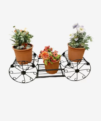 plant stand displaying indoor plants in living room or garden