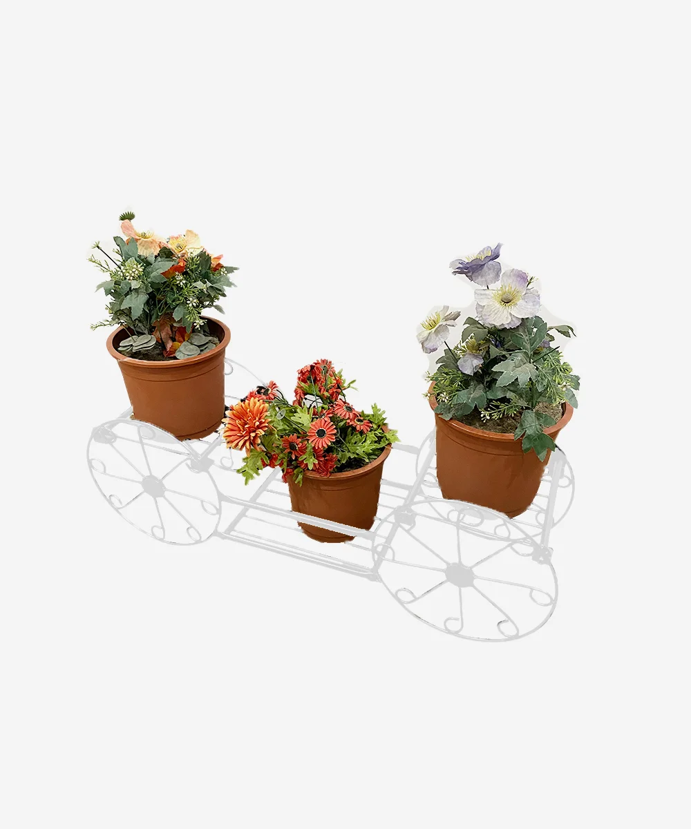 Danube Multilevel Planter Stand – White-1 Danube multilevel planter stand holding three large pots for home and garden