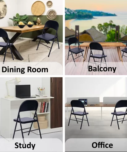 Foldable metal chair for students, home office, and conference use