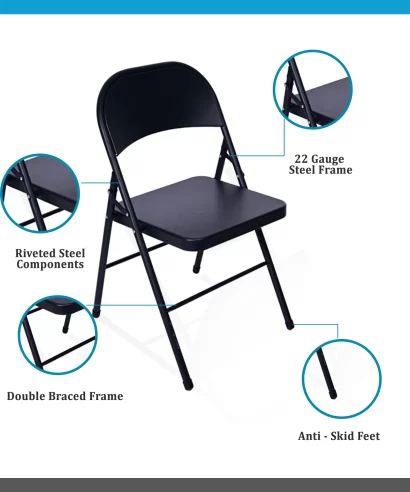 Powder-coated steel frame of foldable chair