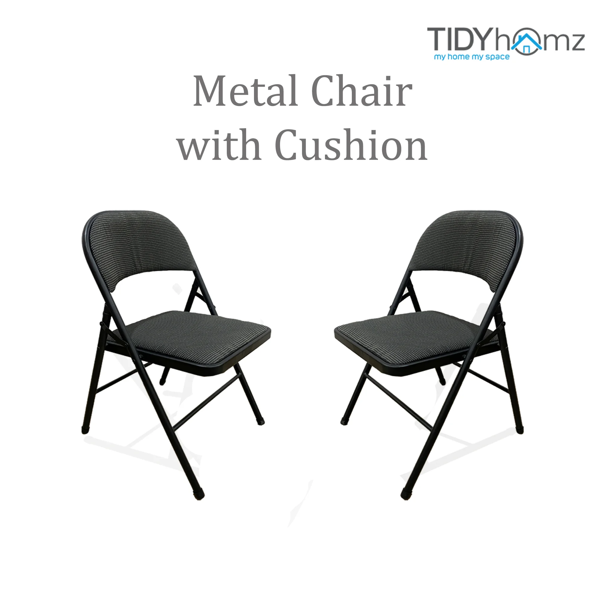 Linth Metal Chair with Cushion (Set of 2)-1 Foldable metal chair with padded seat for home, office, and study use