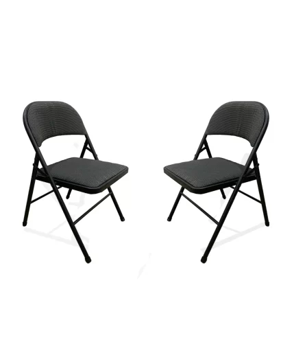 Linth Metal Chair with Cushion (Set of 2)-2 Powder-coated steel frame and fabric seat of foldable chair