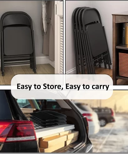 Linth Metal Chair with Cushion (Set of 2)-6 Compact foldable chair easy to store with non-slip foot pads