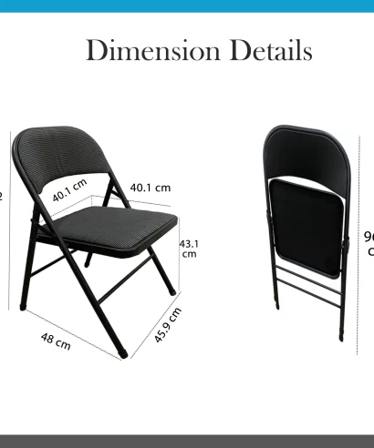 Linth Metal Chair with Cushion (Set of 2)-8 Powder-coated steel frame and fabric seat of foldable chair