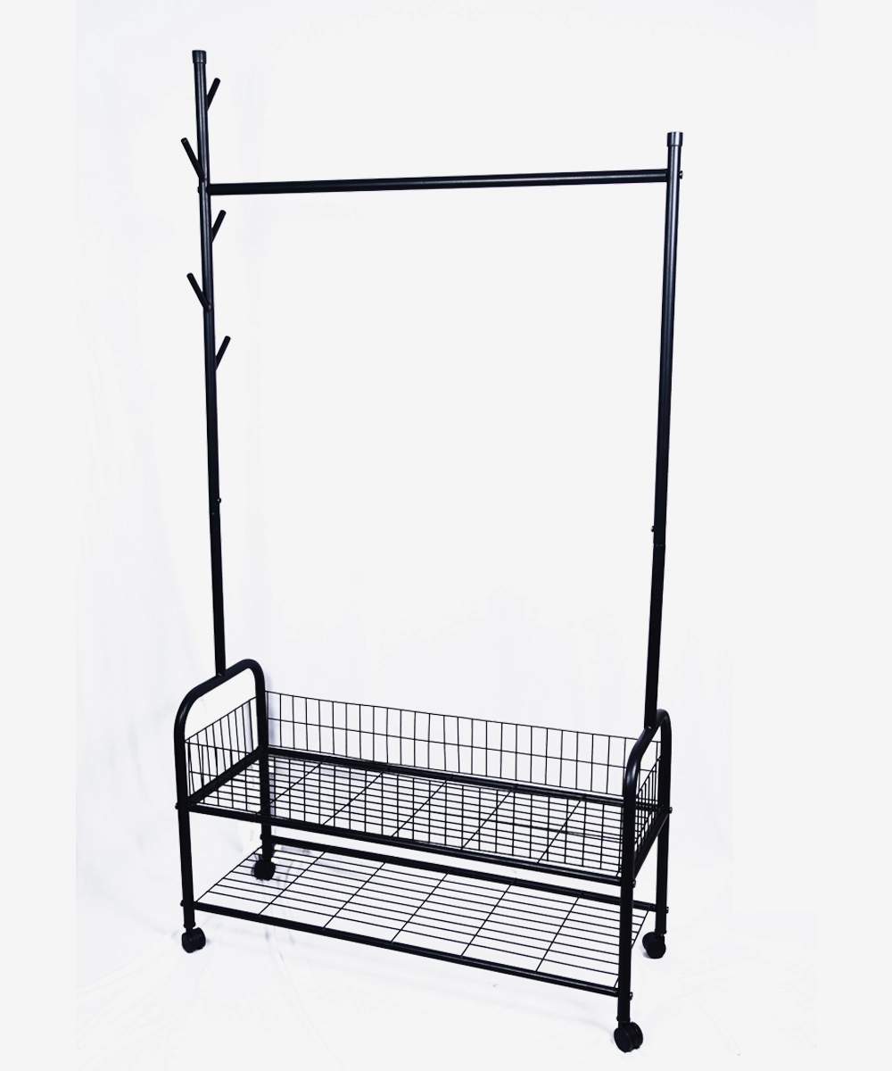 Ashley Multipurpose Stand (Black)-4 Ashley multipurpose clothes and storage rack with coat hanger, shoe and bag storage