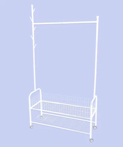 Ashley Multipurpose Stand (White)-2 Ashley multipurpose clothes and storage rack with coat hanger, shoe and bag storage