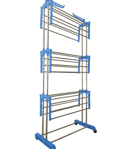 Foldable Azura stainless steel clothes drying stand for space-saving storage in Indian homes