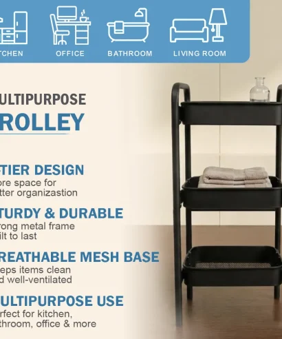 Dylan Multipurpose Trolley - 3 Tier Storage Rack Dimesions