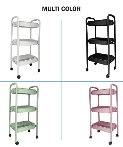 Dylan Multipurpose Trolley - 3 Tier Storage Rack With Wheel - 8 Dylan Multipurpose Trolley - 3 Tier Storage Rack With Wheel - Multicolor